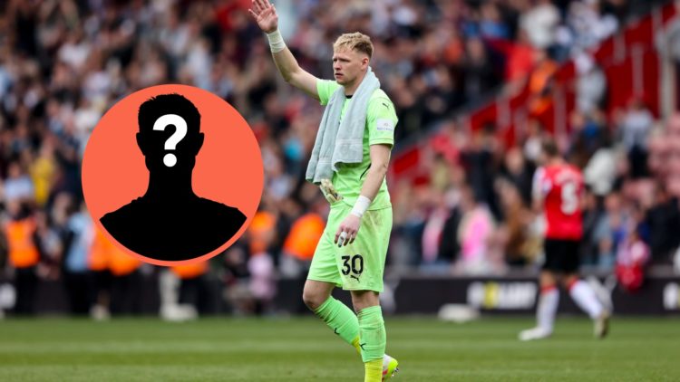 Southampton goalkeeper Aaron Ramsdale. Inset, mystery player graphic.