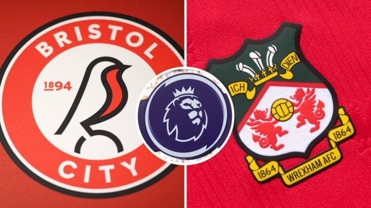 Bristol City badge, Wrexham badge and Premier League logo