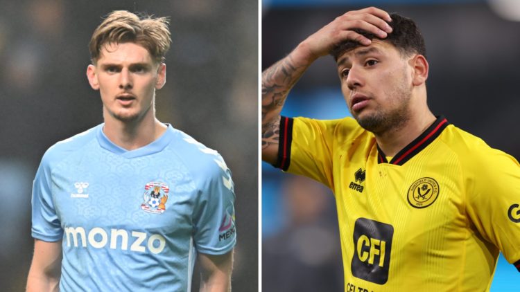 Split image of Coventry City's Jack Rudoni (L) and Sheffield United's Gustavo Hamer (R)