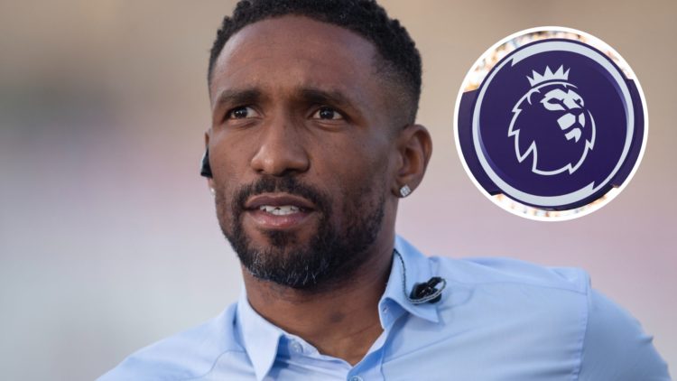 An image of Jermain Defoe with an inset of the Premier League badge