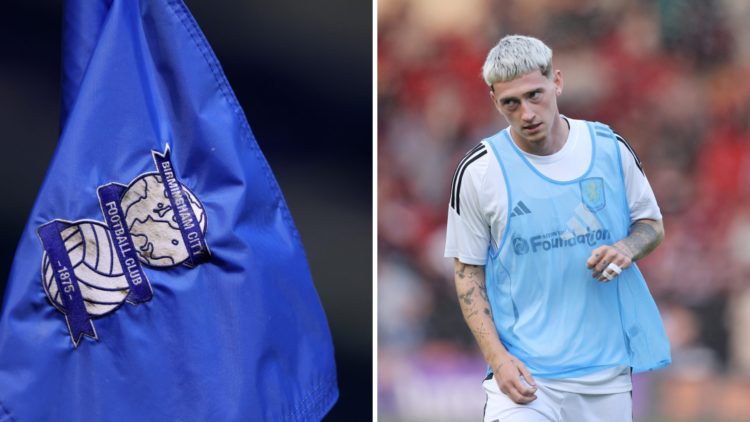 Louie Barry of Aston Villa ahead of the Pre-Season Friendly match between Walsall and Aston Villa. Detailed view of the Birmingham City club badge ...