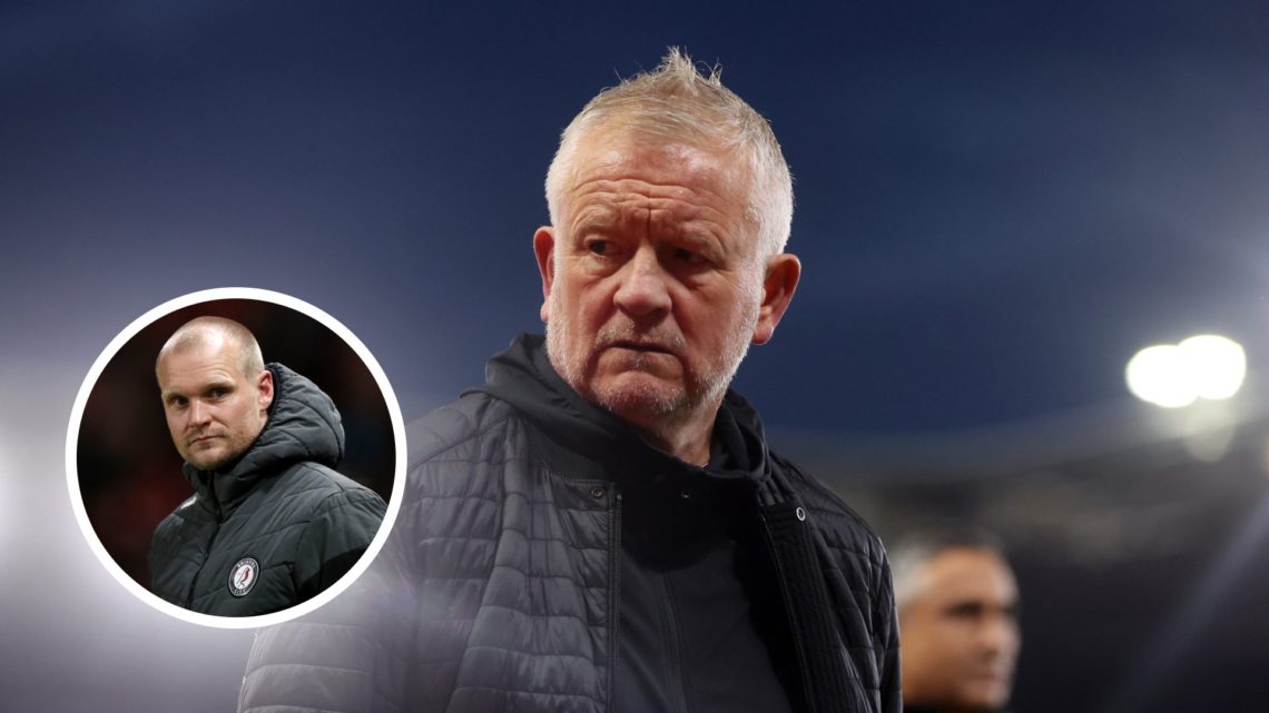 Sheffield United manager Chris Wilder. Inset, Liam Manning.