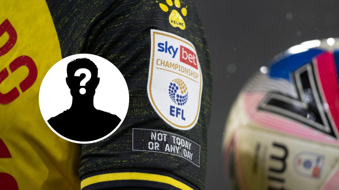 A Watford shirt. Inset, mystery player graphic.