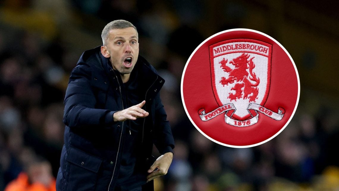 Former Wolves manager Gary O'Neil. Inset, Middlesbrough badge.