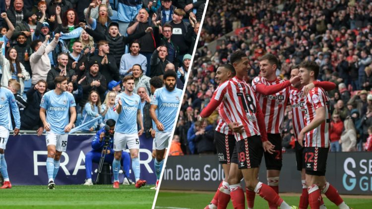 A split image of Coventry City and Sunderland players