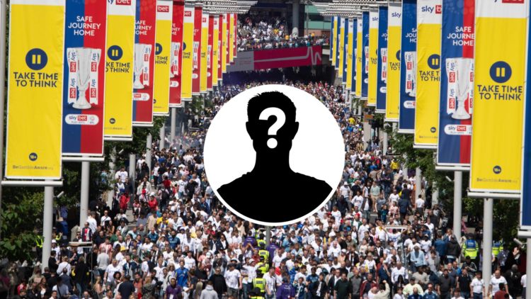 Championship fans pour into Wembley way. Inset, mystery player graphic.