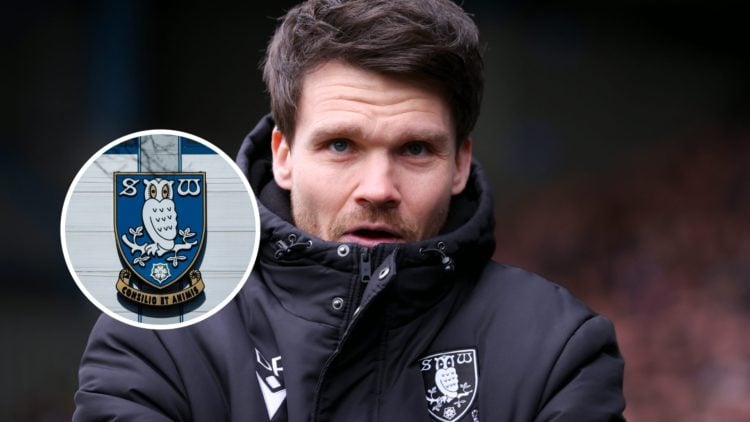 Sheffield Wednesday manager Danny Rohl. Inset, Sheffield Wednesday badge.
