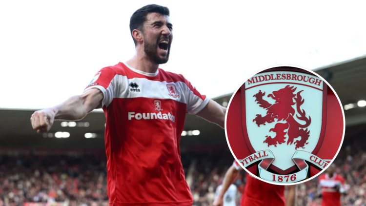 Finn Azaz of Middlesbrough celebrates after scoring the opening goal during the Sky Bet Championship match between Middlesbrough FC and Hull City. ...