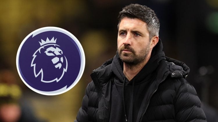 Alan Sheehan, Manager of Swansea City, looks on during the Sky Bet Championship match between Watford FC and Swansea City AFC. Inset, Premier Leagu...