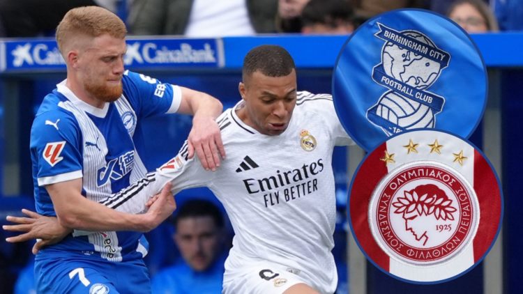 Main image, Kylian Mbappe of Real Madrid runs with the ball whilst under pressure from Carlos Vicente of Deportivo Alaves during the LaLiga match b...