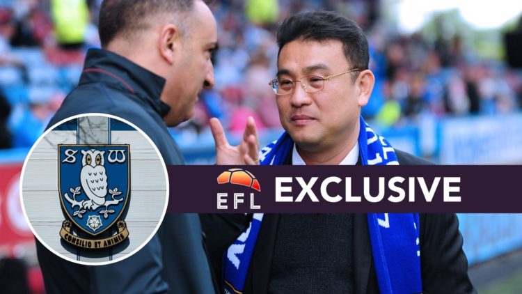 An image of Dejphon Chansiri with an inset of the Sheffield Wednesday badge and exclusive banner