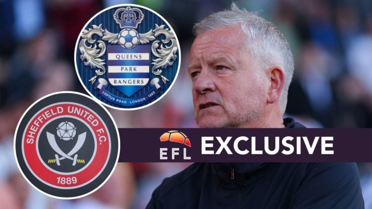 An image of Chris Wilder with insets of the Sheffield United and QPR badge with an exclusive banner.