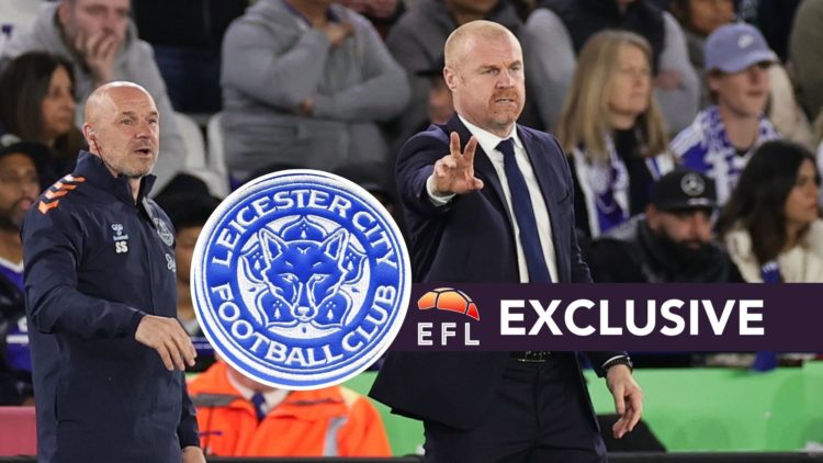 Sean Dyche instructs his Everton side againstLeicester City in a Premier League fixture
