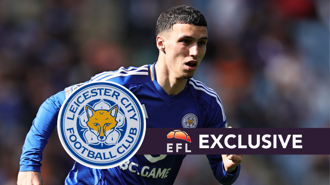Bilal El Khannouss of Leicester City during the Premier League match between Leicester City FC and Southampton FC. The official Leicester City badge.