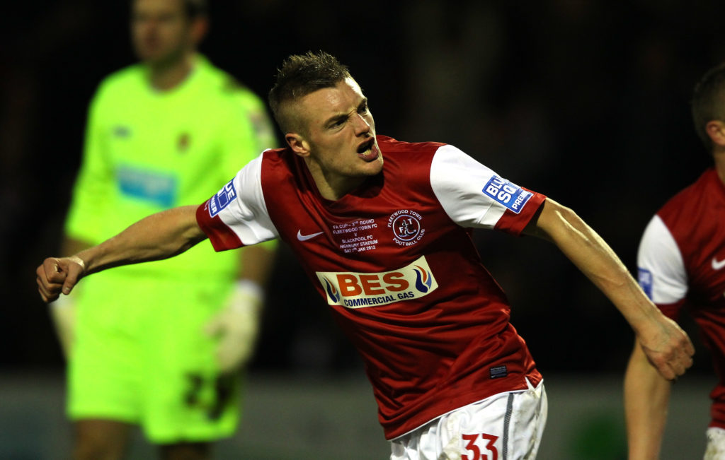 Jamie Vardy of Fleetwood Town celebrates