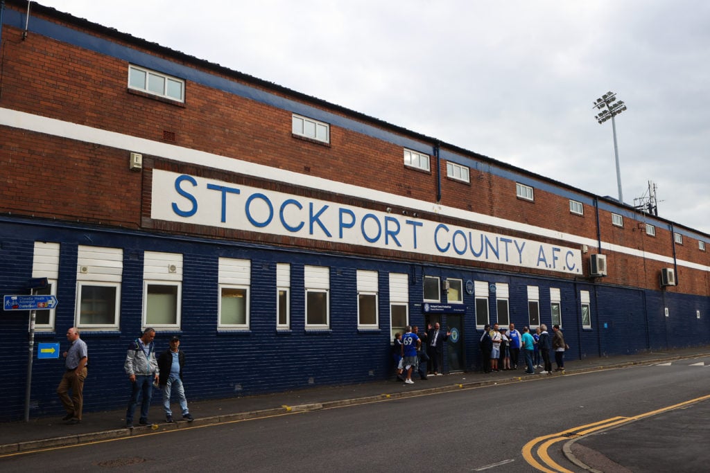 A general view outside Edgeley Park prior to the Carabao Cup Second Round match between Stockport County and Leicester City