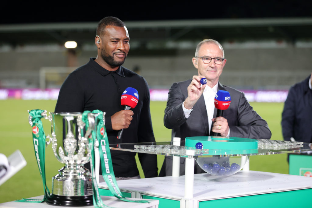 Martin O'Neill and Wes Morgan conduct the Carabao Cup draw