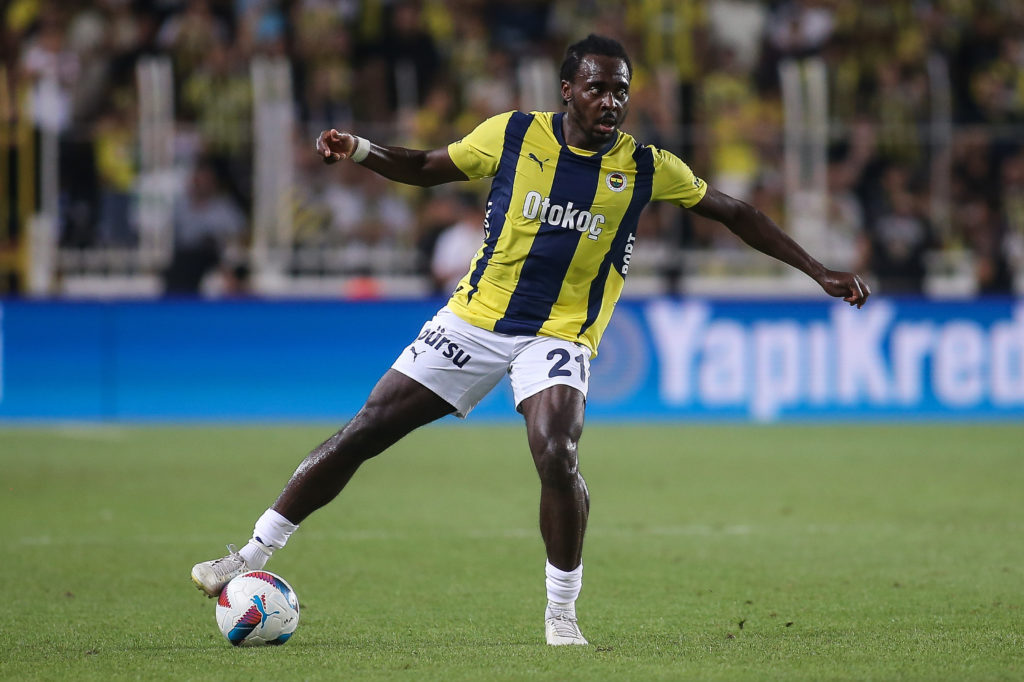 Bright Osayi-Samuel of Fenerbahce runs with the ball during the UEFA Champions League Third Qualifying Round match between Fenerbahce and Lille FC