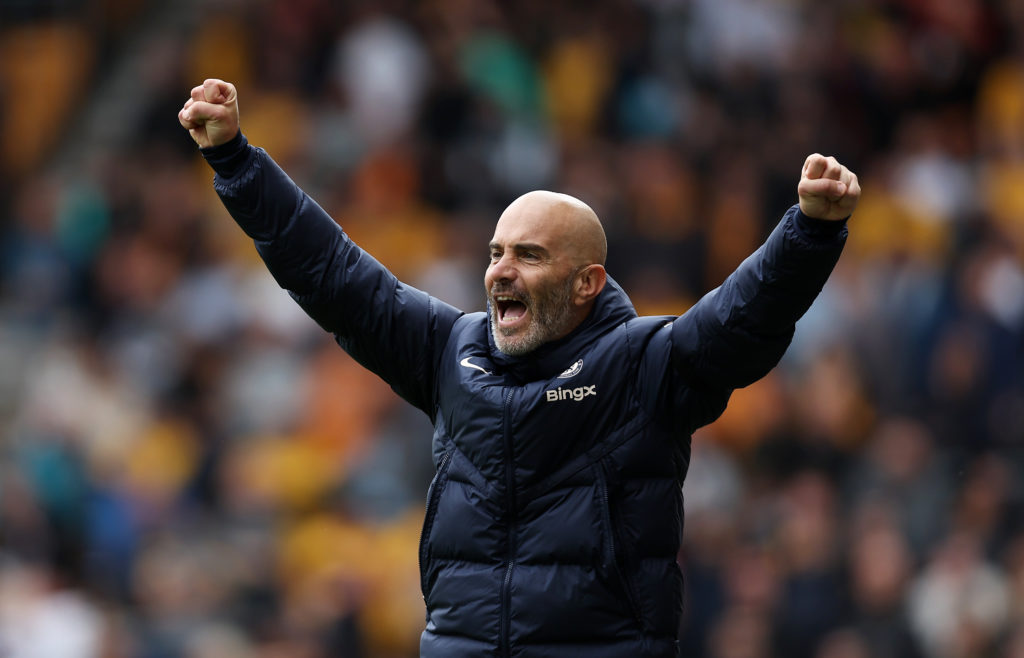 Enzo Maresca celebrates during Wolverhampton Wanderers FC v Chelsea FC - Premier League