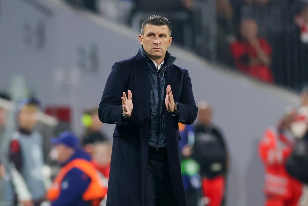 Head coach Sergej Jakirovic of GNK Dinamo gestures during the UEFA Champions League 2024/25 League Phase MD1 match between FC Bayern München and GNK Dinamo