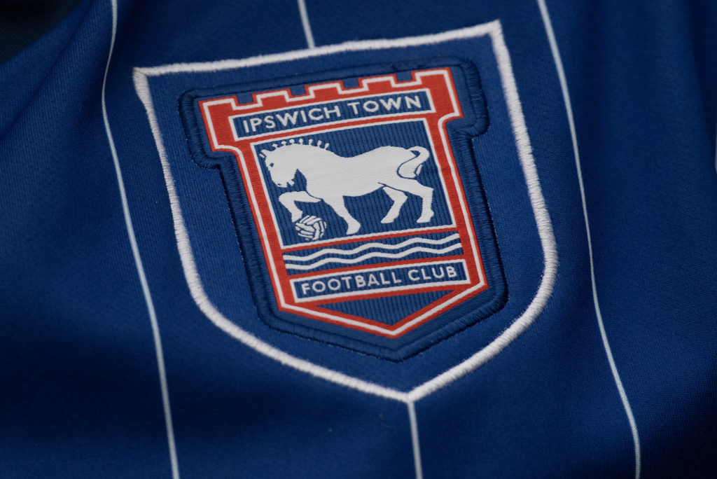 Ipswich Town badge on a shirt before Tottenham Hotspur FC v Ipswich Town FC - Premier League