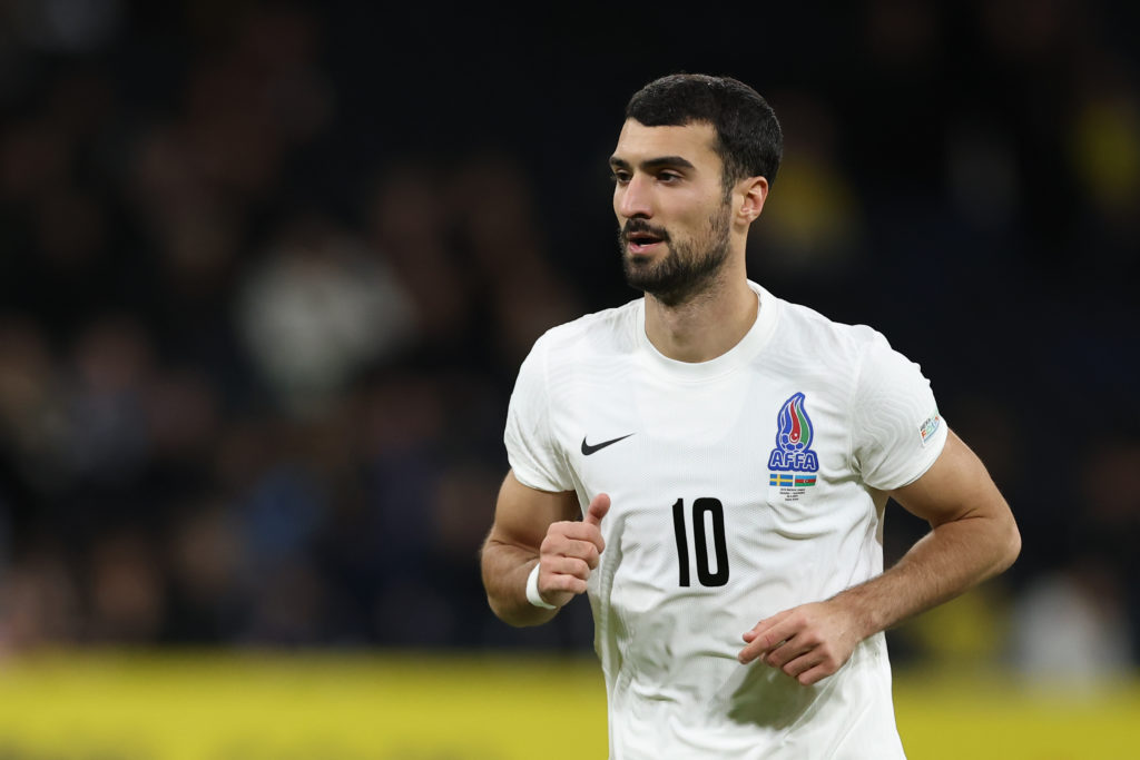 Mahir Emreli of Azerbaijan during the UEFA Nations League 2024/25 League C Group C1 match between Sweden and Azerbaijan