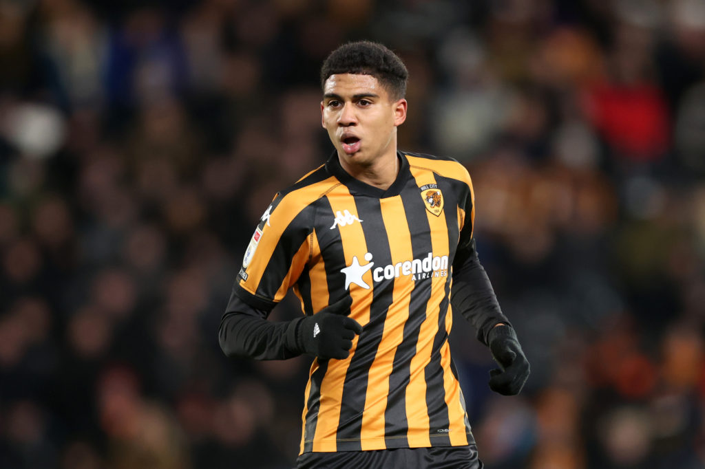 Cody Drameh of Hull City looks on during the Sky Bet Championship match between Hull City AFC and Middlesbrough FC