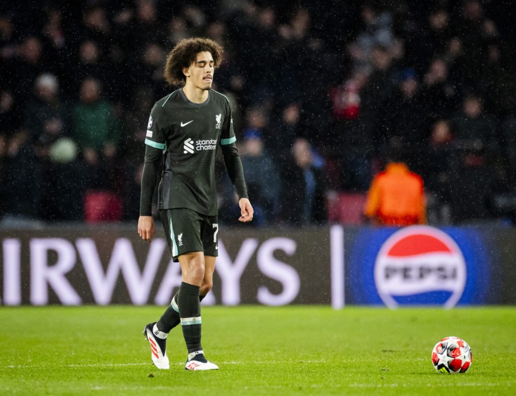 Jayden Danns during UEFA Champions League 2024/25 League Phase MD8PSV Eindhoven v Liverpool FC