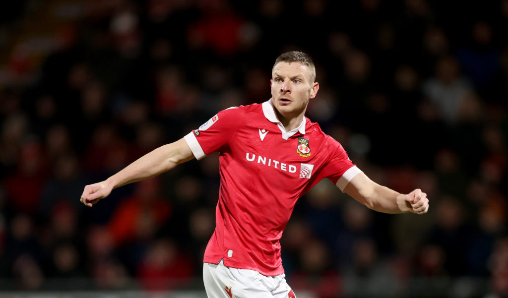 Paul Mullin in action during Wrexham vs Stevenage