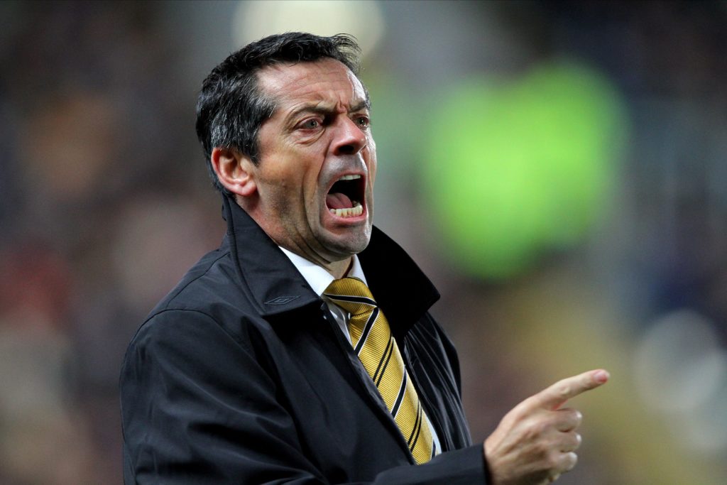 Hull City manager Phil Brown shouts instructions at his players