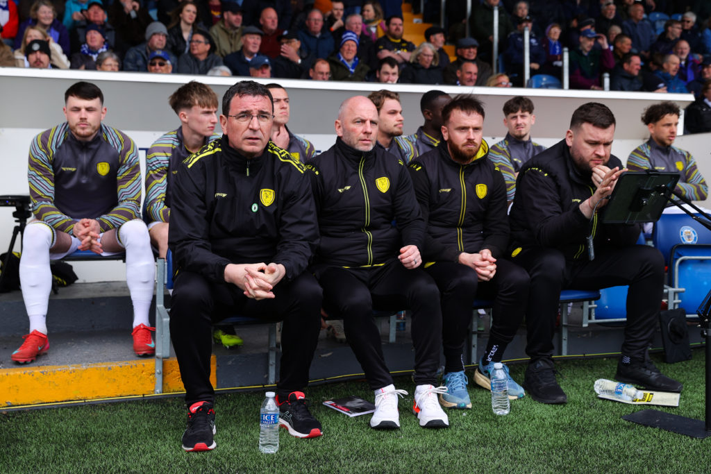 Gary Bowyer, manager of Burton Albion, during the Sky Bet League One match between Stockport County FC and Burton Albion FC