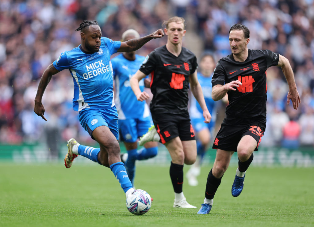 Ricky-Jade Jones of Peterborough United during the Vertu EFL Trophy Final match between Birmingham City and Peterborough United
