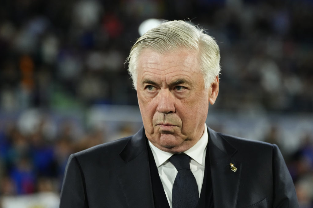 Real Madrid boss Carlo Ancelotti watches Getafe CF v Real Madrid CF in La Liga