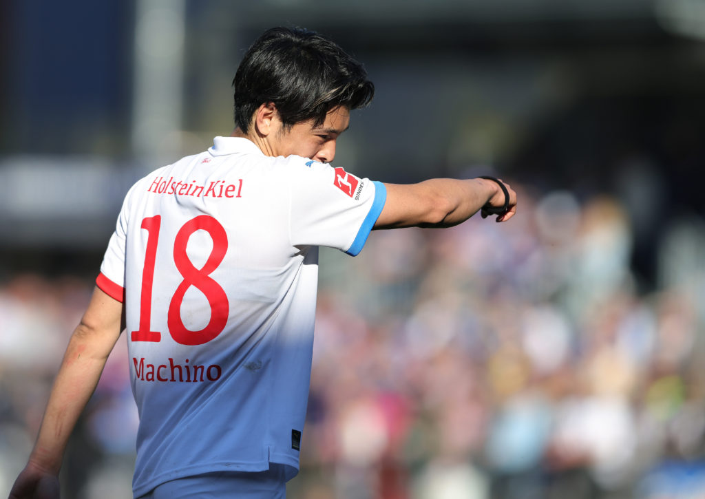 Shuto Machino during Holstein Kiel v Borussia Mönchengladbach