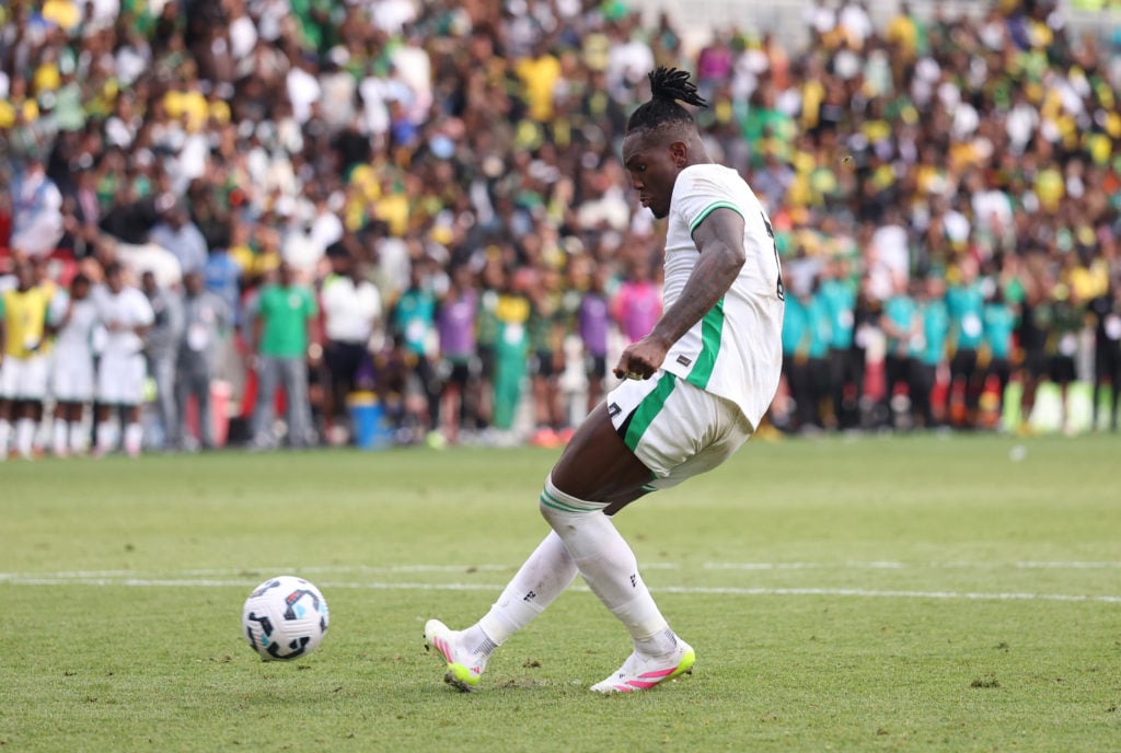 Getafe ace Christantus Uche in action during Jamaica v Nigeria in the The Unity Cup Final