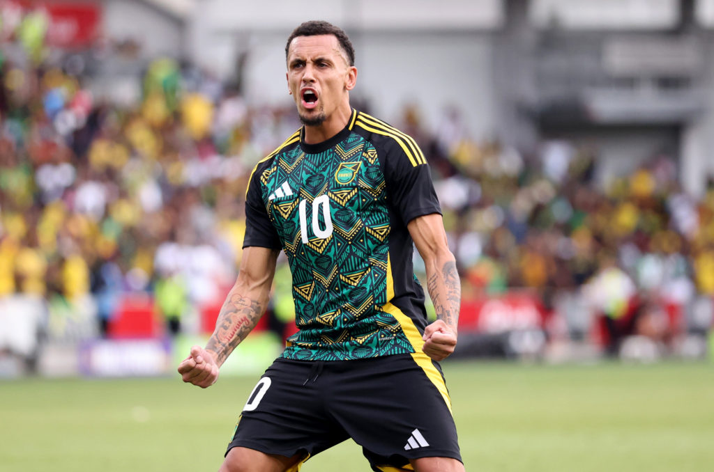 Ravel Morrison of Jamaica celebrates scoring his penalty during the The Unity Cup Final between Jamaica and Nigeria