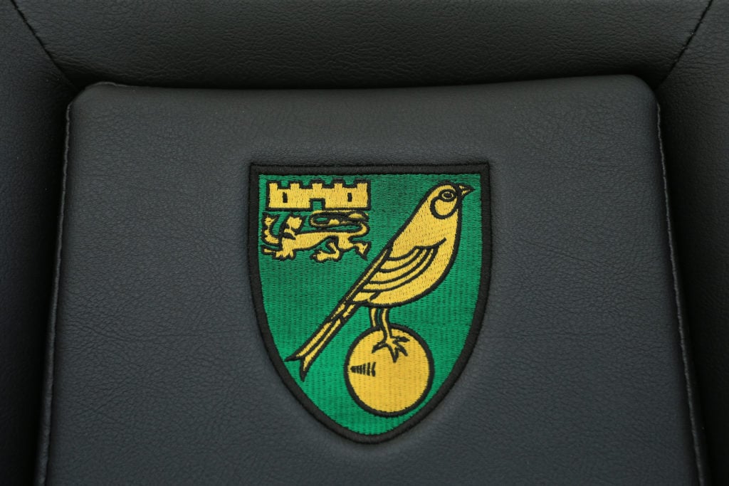 Norwich City badge taken during Norwich City v Watford - Premier League