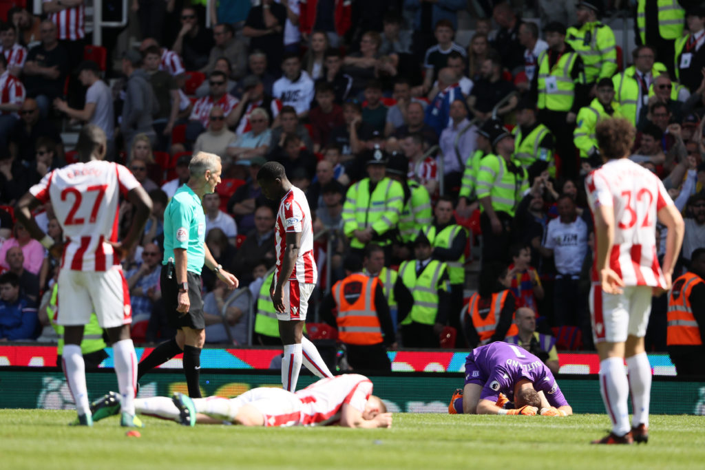 A dejected Ryan Shawcross of Stoke City after Crystal Palace scored the winning goal during the Premier League match between Stoke City and Crystal Palace
