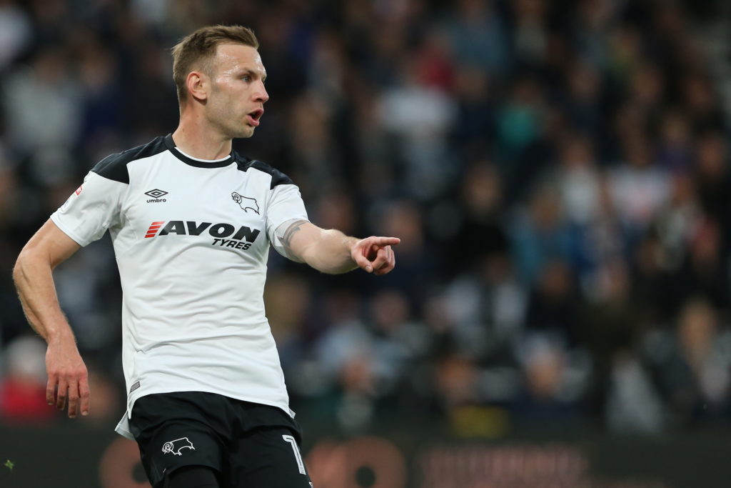 Andreas Weimann of Derby County during the Sky Bet Championship Play Off Semi Final:First Leg match between Derby County and Fulham