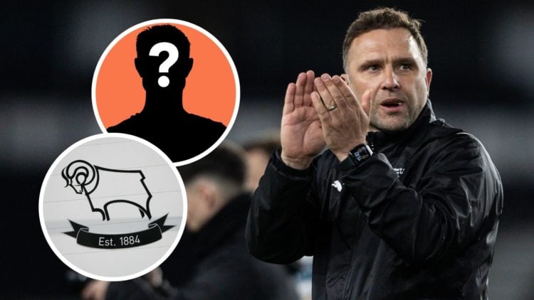 Derby County's manager John Eustace applauds his side's supporters at the end of the match during the Sky Bet Championship match between Derby Coun...