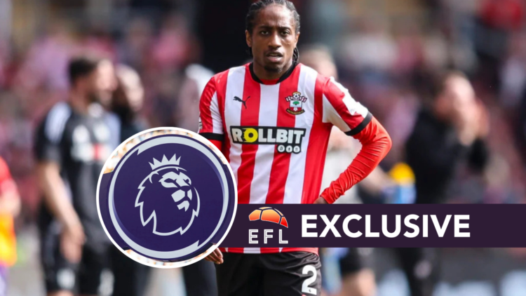 Southampton player Kyle Walker-Peters reacts after a Premier League game. Overlaid, the Premier League logo and the EFL Analysis exclusive banner.