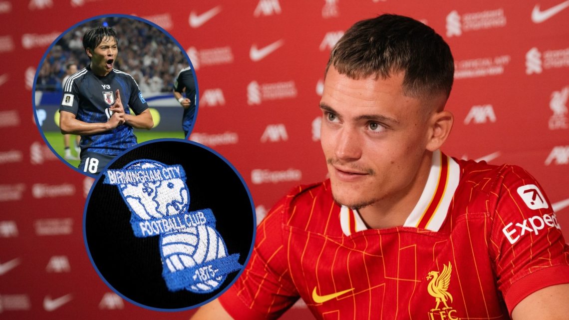 Main image, Florian Wirtz is unveiled as a Liverpool player after his signing at AXA Training Centre on June 20, 2025 in Kirkby, England. Top inset...
