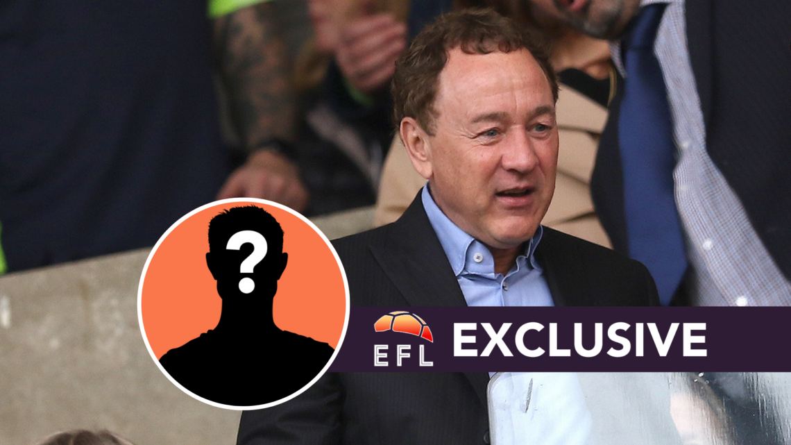 Middlesbrough chairman Steve Gibson. Inset, mystery graphic. Overlaid, exclusive branding.