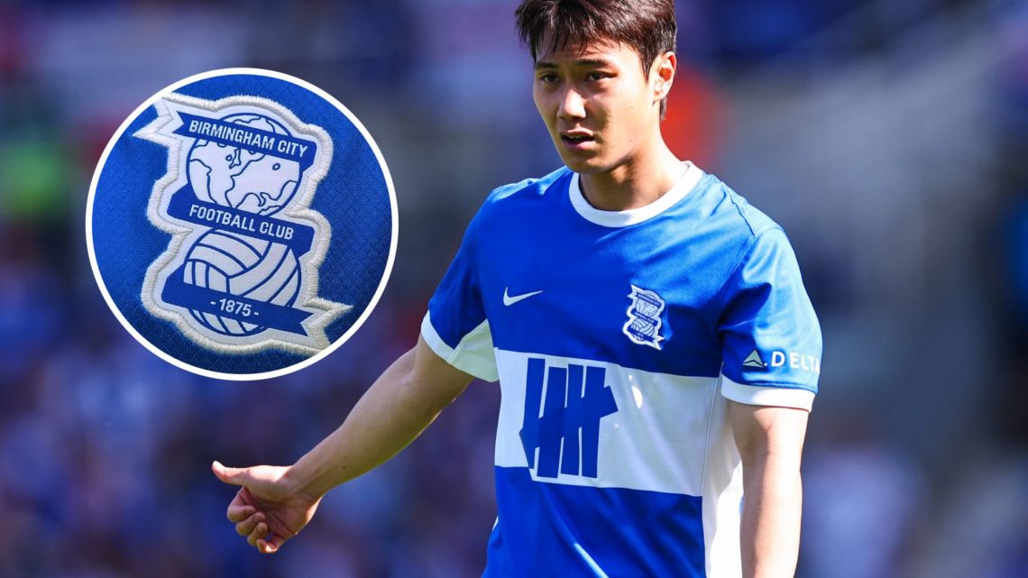 Birmingham City player Paik Seung-Ho reacts during a League One match, and inset, Birmingham City badge