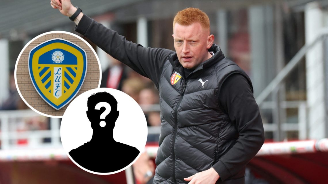 Lens' Belgian head coach Will Still gestures during the French L1 football match between Stade Brestois 29 (Brest) and RC Lens. Inset, Leeds United...