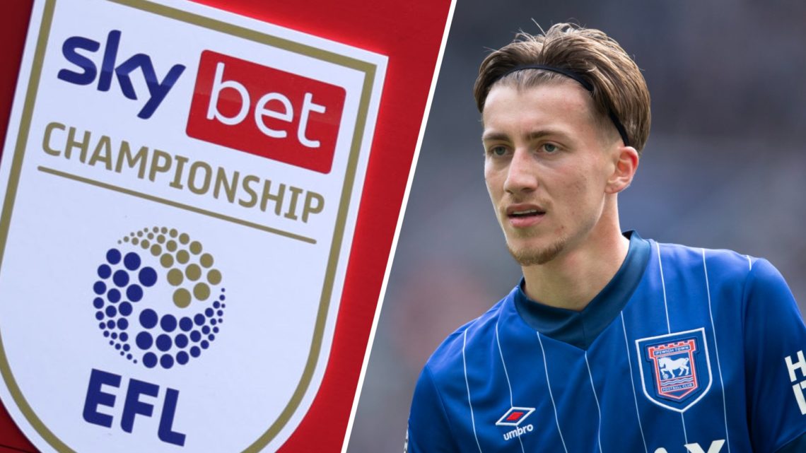 Split image of Ipswich Town star Jack Clarke and the Championship logo.