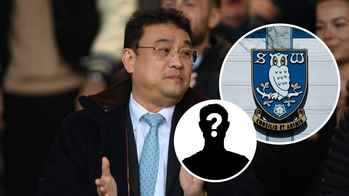 Sheffield Wednesday chairman Dejphon Chansiri. Inset, Sheffield Wednesday badge and mystery player graphic.