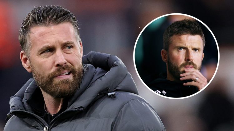 Rob Edwards, the Luton Town manager, looks on during the Sky Bet Championship match between Luton Town FC and Norwich City. Michael Carrick, Manage...