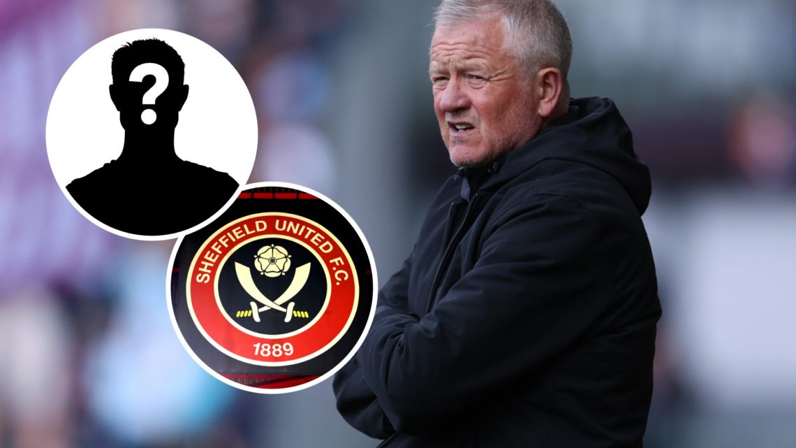 Sheffield United Chris Wilder watches during a Championship match, and inset, the Sheffield United badge and a mystery player