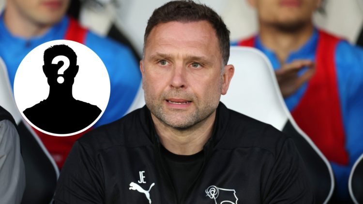 John Eustace, Manager of Derby County, looks on from the dugout prior to the Sky Bet Championship match between Derby County FC and Preston North E...